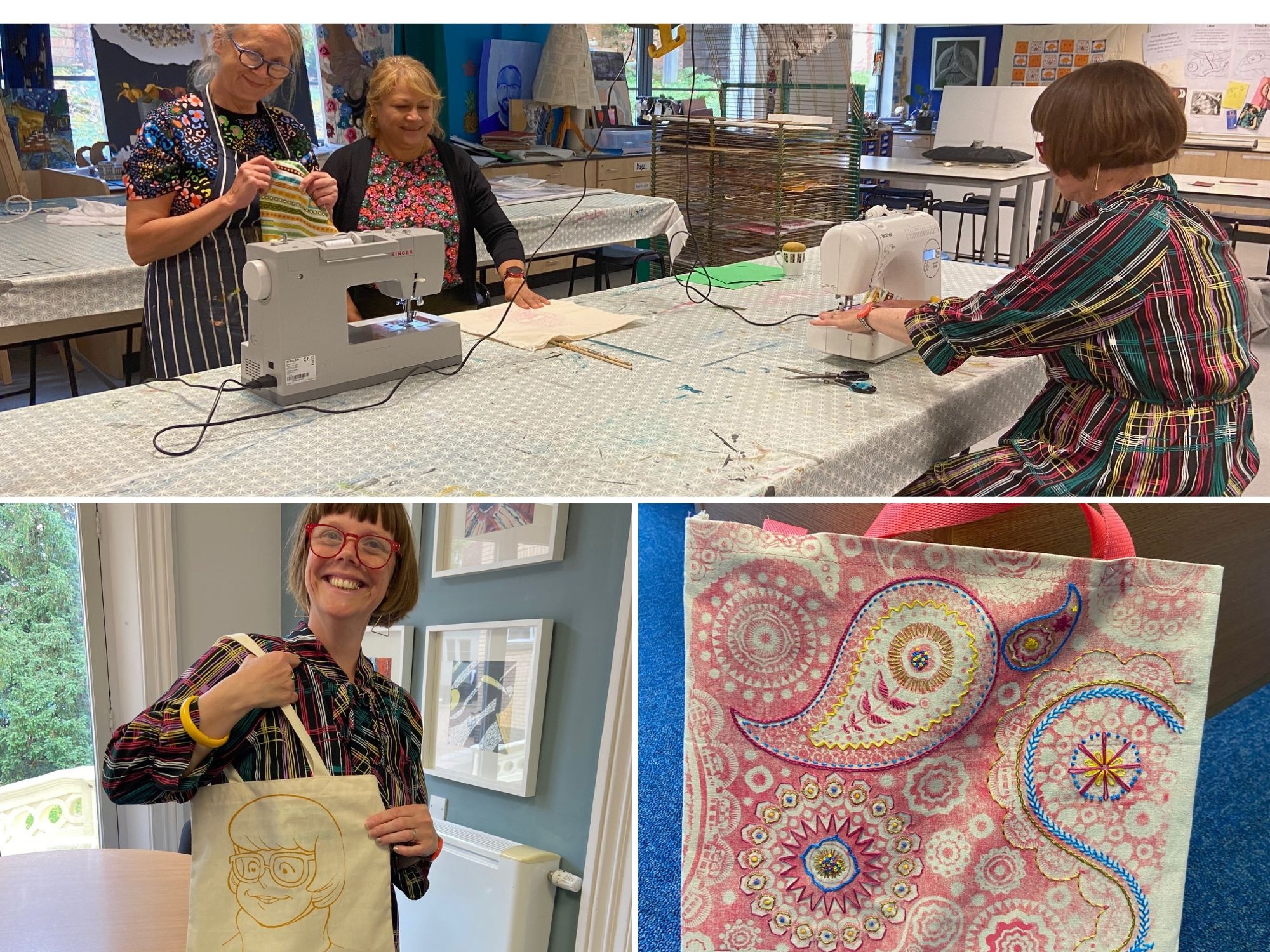 Staff workshop making tote bags